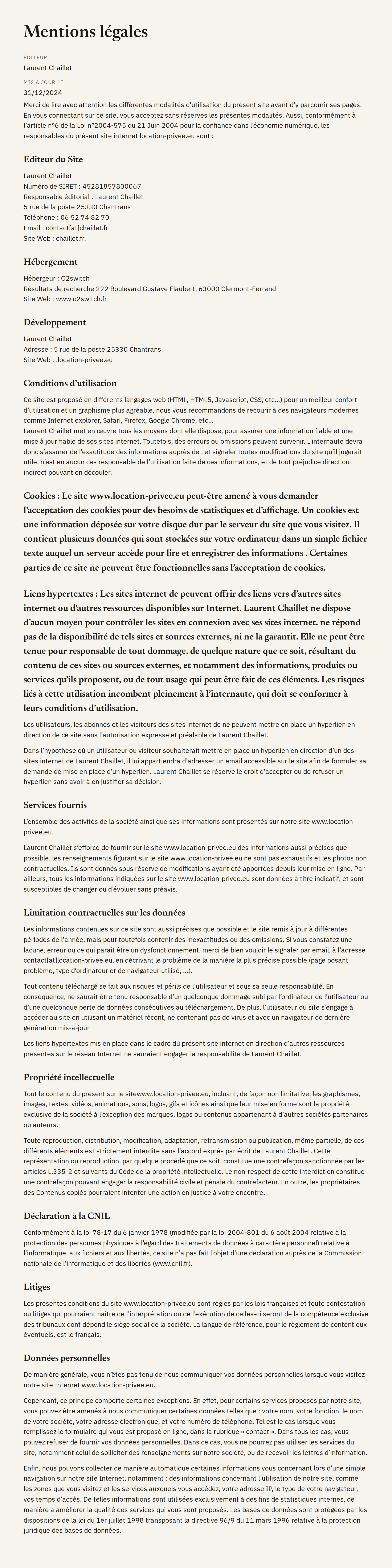 Mentions légales