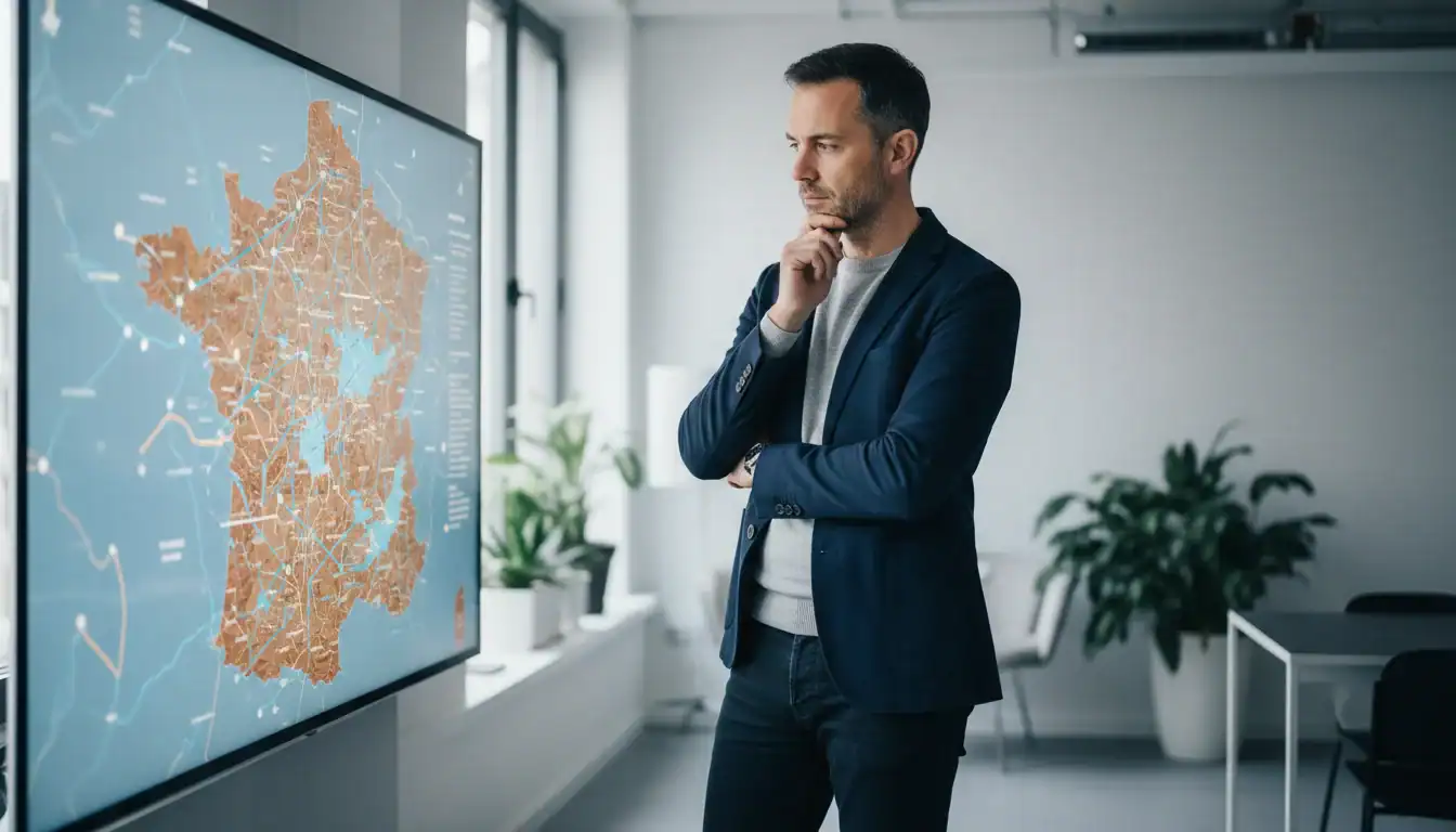 Expert analysant la dynamique immobilière sur carte de France pour décisions d'investissement.