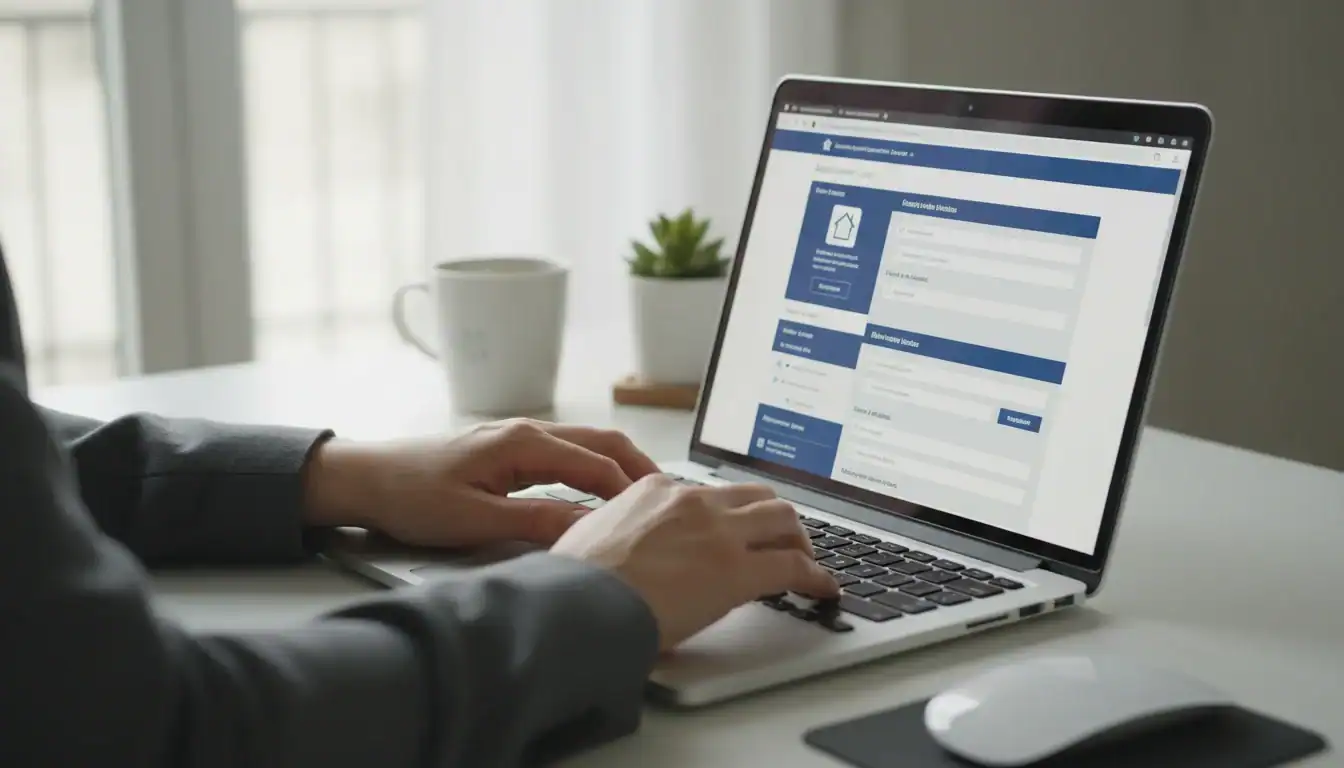 Personne remplissant formulaire en ligne, demande logement social Hauts-de-Seine.